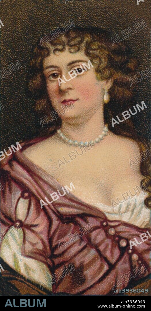 Anna Maria Talbot (nee Anna Maria Brudenell) (1642-1702), Countess of Shrewsbury from 1659 to 1668, c1670. The Countess was married to Francis Talbot, 11th Earl of Shrewsbury (1623-1667/1668). After a painting by Sir Peter Lely  (1618-1680), c1670. From 'Chairman & Vice-Chair Miniatures' cigarette cards, first series, produced by R. J. Lea, Ltd., Manchester, 1912.