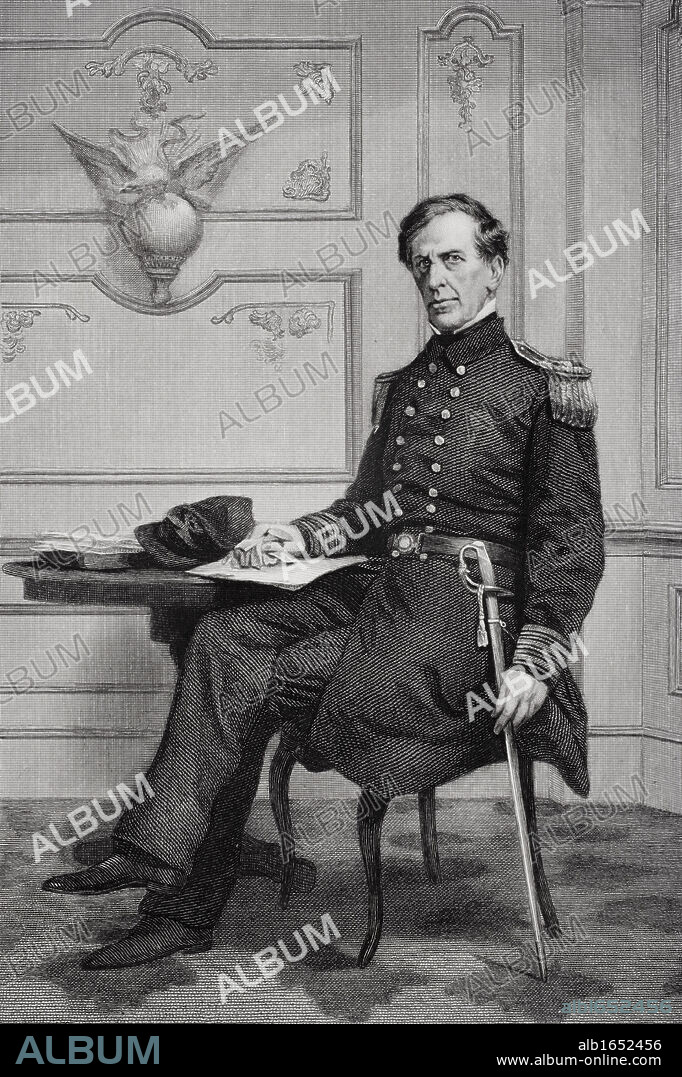 Charles Wilkes 1798 to 1877. American naval officer who explored area of Antarctica now known as Wilkes Land. From painting by Alonzo Chappel.