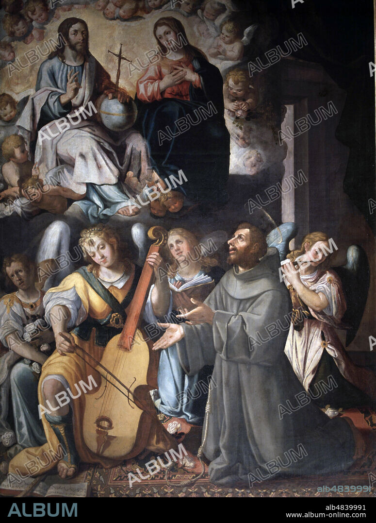 FRANCISCO DE ASIS, SAN. RELIGIOSO ITALIANO. 1182-1226.. FUNDADOR DE LA ORDEN FRANCISCANA. " SAN FRANCISCO DE ASIS EN LA PORCIUNCULA ". OLEO DE JUAN SANCHEZ COTAN.. CATEDRAL DE SEVILLA.