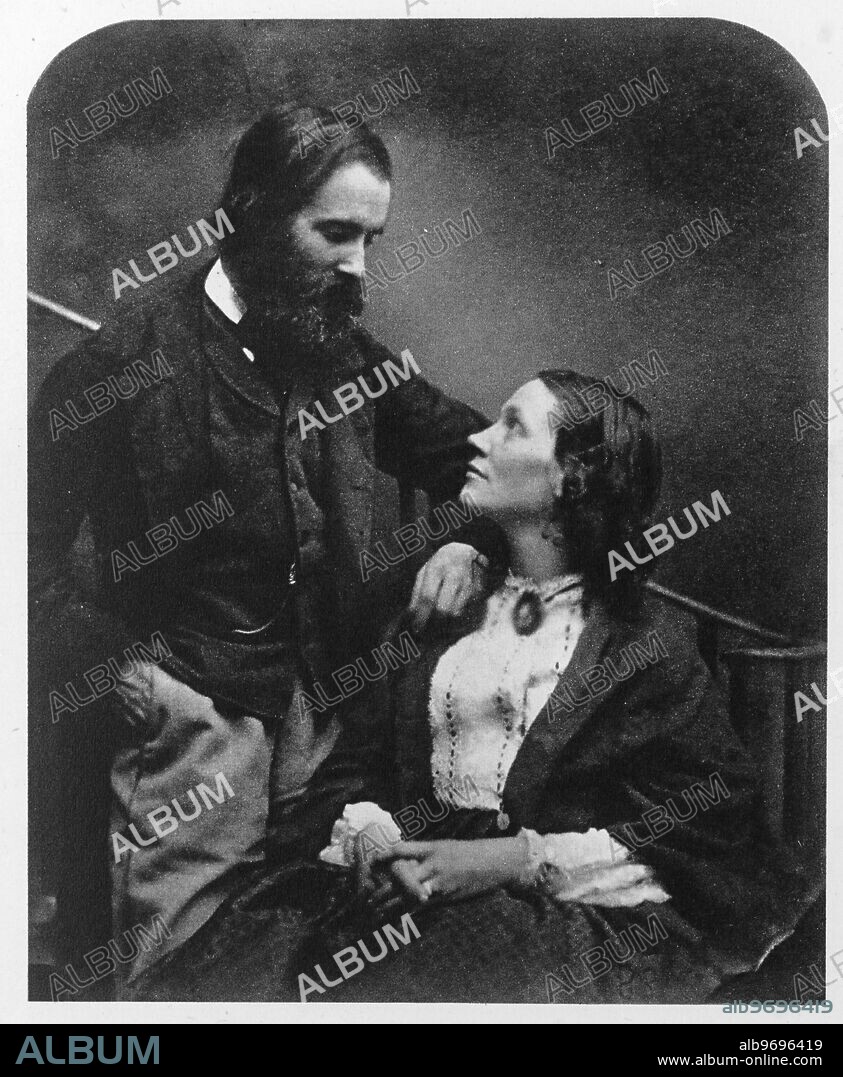 Alexander Munro (Sculptor) and his wife. Taken at Rossetti's house in Chealsea. photographed by Lewis Carroll.