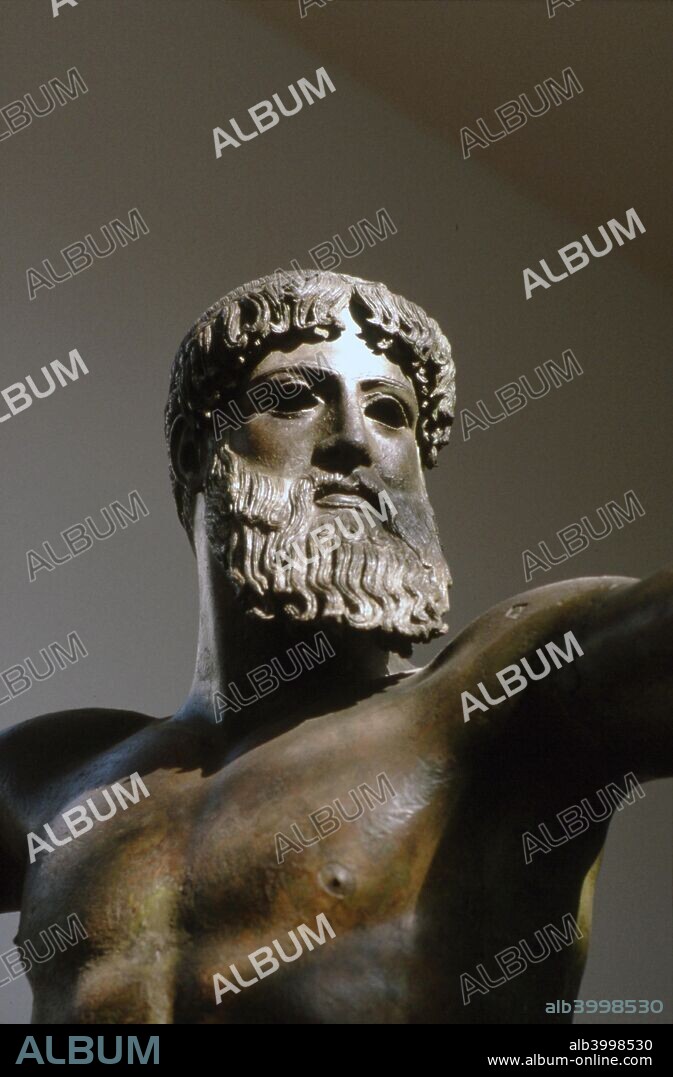 Greek Bronze Statue of Poseidon found in sea near Cape Artemisian, c5th century BC. The Artemision Bronze (often called the God from the Sea) is an ancient Greek sculpture that was recovered from the sea off Cape Artemision, in northern Euboea. Held at National Museum Athens.