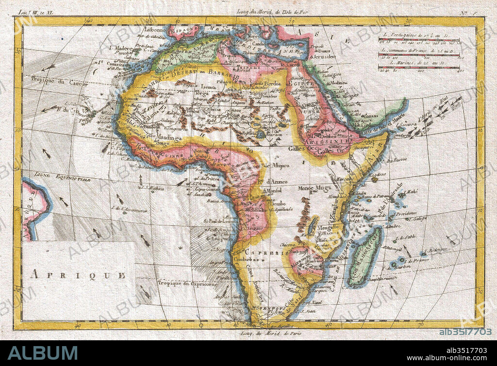 1780, Raynal and Bonne Map of Africa, Rigobert Bonne 1727 – 1794, one of the most important cartographers of the late 18th century.