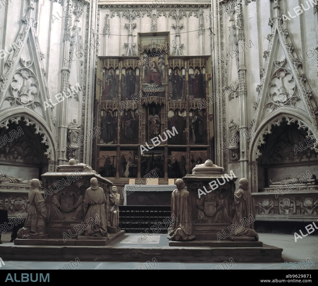 Inside of the Chapel of Santiago or Luna, at the Cathedral of Toledo, detail of the tombs of Don Alvaro de Luna and his wife Juana de Pimentel.