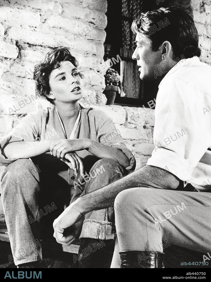 GREGORY PECK et JEAN SIMMONS dans THE BIG COUNTRY, 1958, réalisé par WILLIAM WYLER. Copyright UNITED ARTISTS.