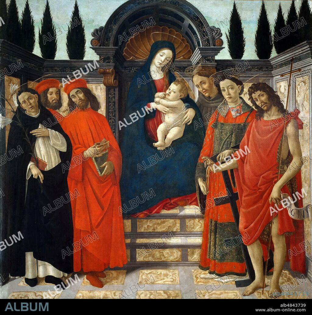 SANDRO BOTTICELLI. Madonna and Child with Saints (Pala del Trebbio).