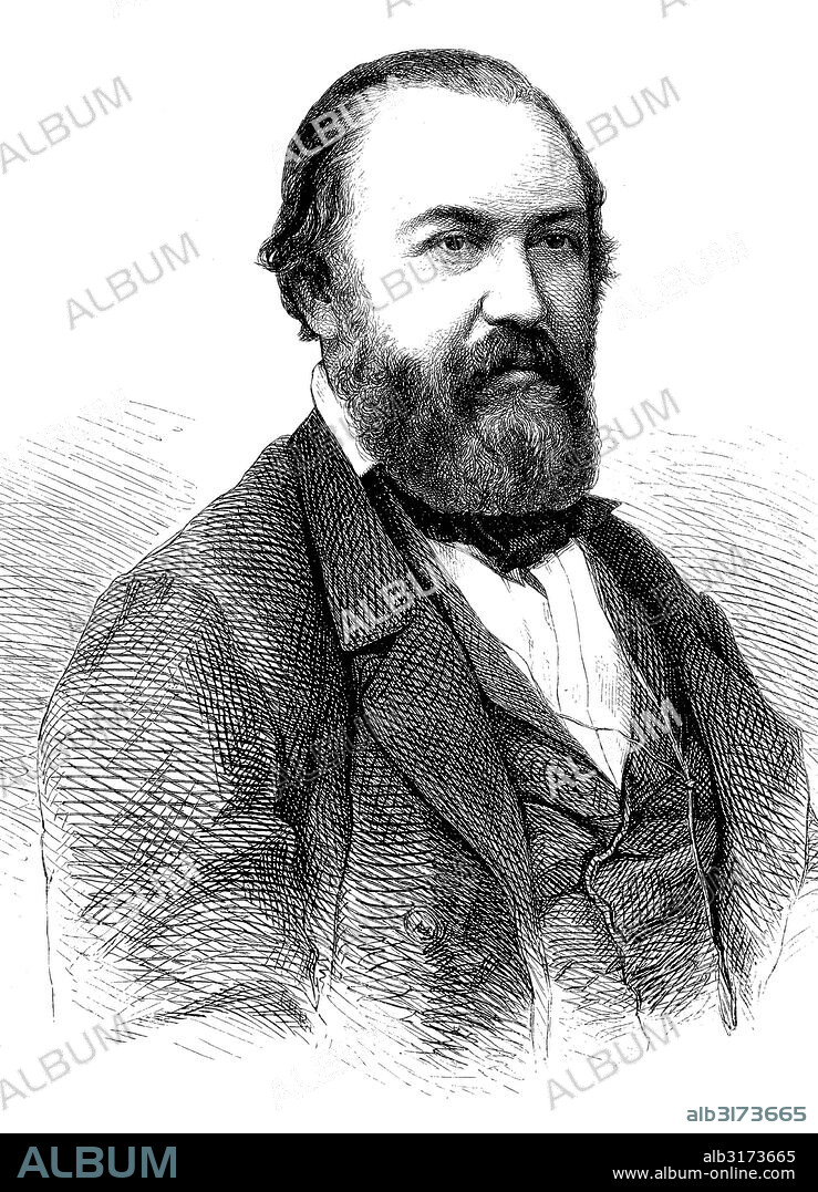 Ernst carl erdmann heine, 1819 - 1888, a saxon landowner, lawyer, businessman and politician (dfp). he was a deputy in the saxony state parliament in the reichstag and, woodcut from 1864.