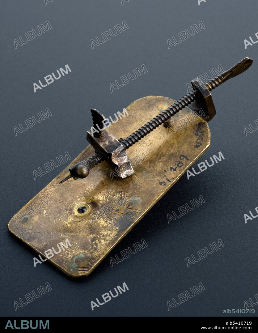Type of microscope was invented and used by Anton van Leeuwenhoek. Antonie Philips van Leeuwenhoek (October 24, 1632 - August 26, 1723) was a Dutch tradesman and scientist. He is known as "the Father of Microbiology", and considered to be the first microbiologist. he constructed all his own equipment using lenses he had made himself. At his death, Leeuwenhoek left 247 microscopes and 172 lenses. Only 9 microscopes have survived. These can magnify up to 200 times and were of a better quality than professionally made microscopes of the time. The specimen to be studied is placed on the pin and is brought into focus on the small lens by adjusting the two screws. The glass lens is fixed between two brass plates. The microscope would have been difficult and uncomfortable to use as the eye would have to be placed very close to the lens to make any observations. Lighting the specimen would also have been difficult. Unknown maker. Leiden, South Holland, Netherlands.