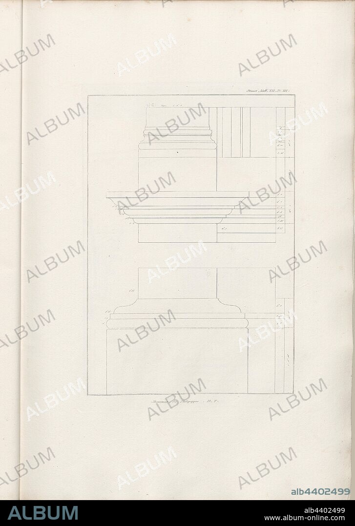 Monument des Philopappus. Pl. 5, Piedestal of the Philopappos Monument on the Muses Hill in Athens, Pl. III, Suppl. XII, 1829, James Stuart, Revett Nicholas: Die Alterthümer zu Athen. Erster Theil. Leipzig und Darmstadt: Verlag von Carl Wilhelm Leske, [1829].