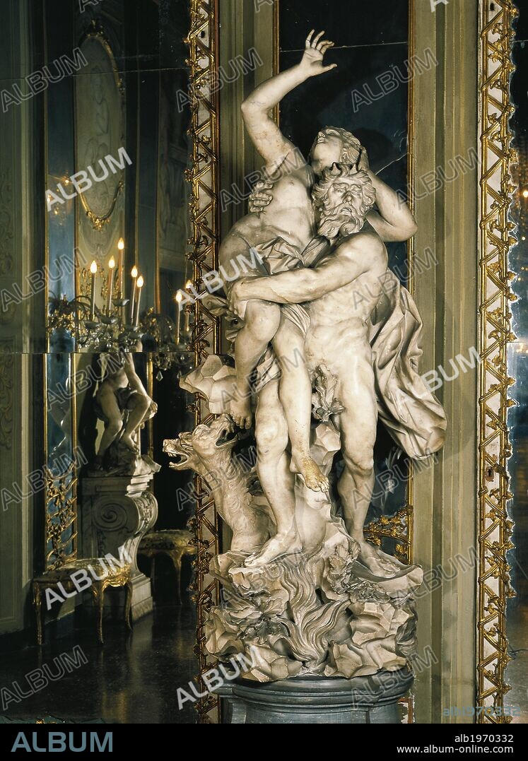 Rape of Proserpina, sculpture by Francesco Maria Schiaffino (1688-1763) exhibited in the Hall of Mirrors at the Royal Palace (Palazzo Reale) (UNESCO World Heritage List, 2006), Genoa. Italy, 17th century.