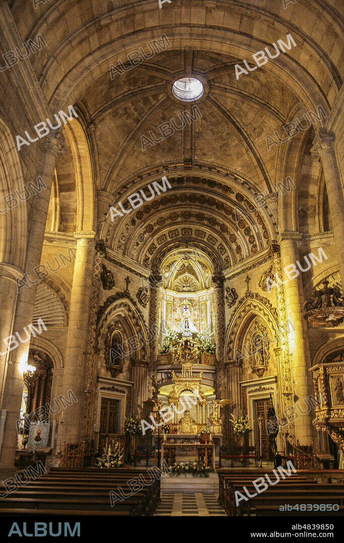 Almería, Andalusia, Spain, Europe.. The Sanctuary of the Virgen del Mar, patron saint of Almería. (Santuario de la Virgen del Mar). 16th century construction.. Style: Transition between late Gothic and Renaissance.. The nave and the central altar.