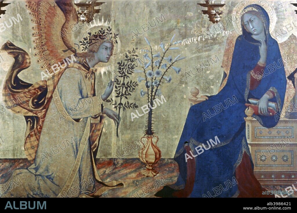 'The Annunciation and Two Saints', (detail), 1333. From the collection of the Galleria degli Uffizi, Florence.
