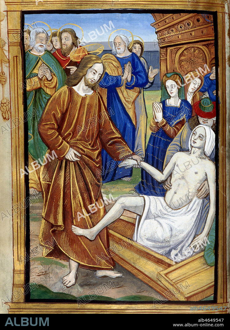 Resurrection de LAZARE, un des miracle de Jesus. Enluminure des Heures a l'usage de Rome par Guillaume Godard vers 1515. Credit: Coll. BHVP-Grob/KHARBINE-TAPABOR.