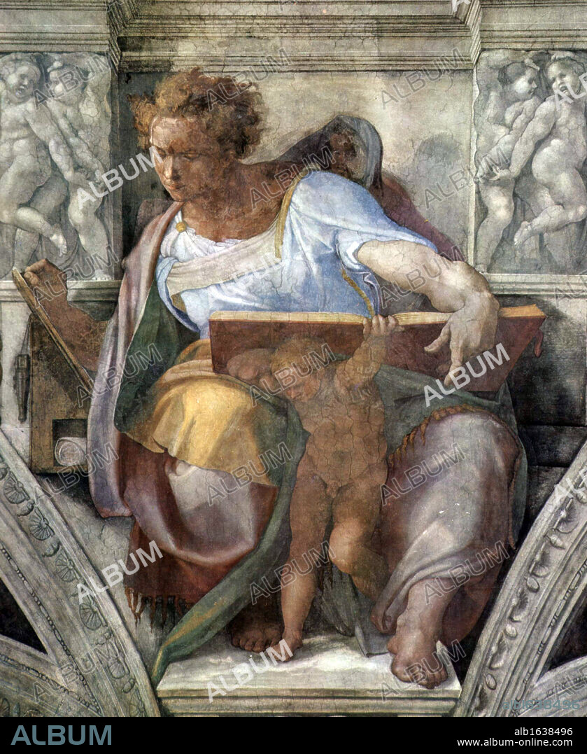 Prophet Daniel from the painted frescos within the Sistine Chapel Rome by Michelangelo 1508-1512.