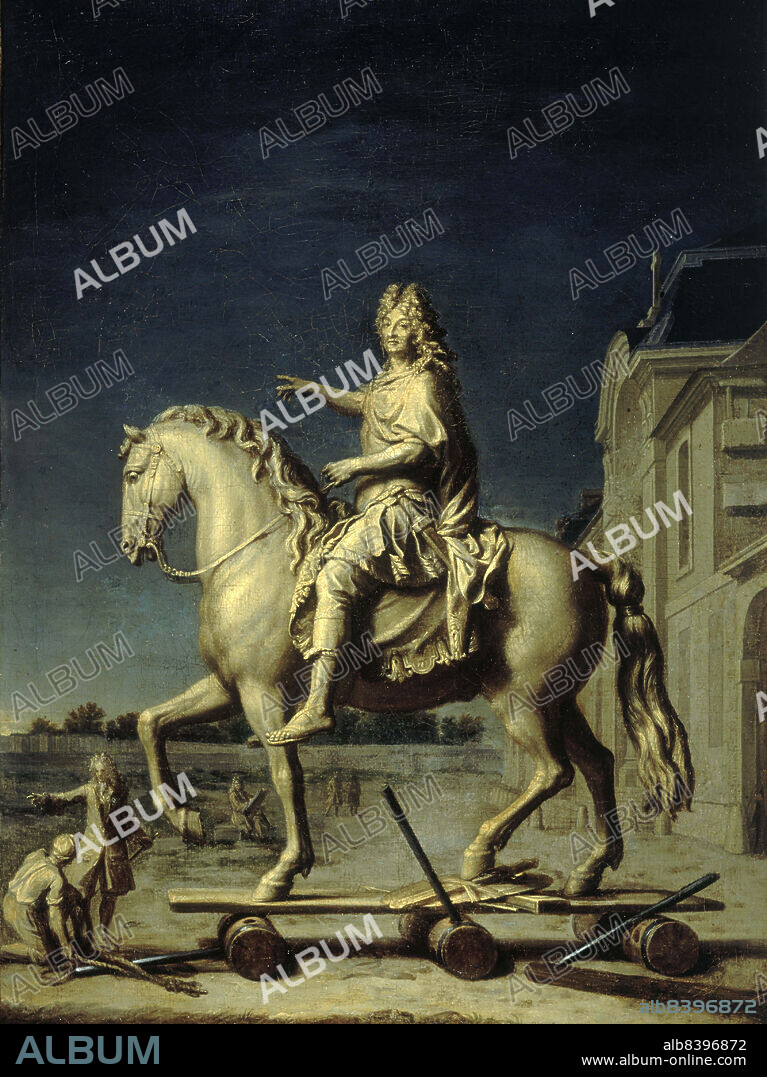 RENE-ANTOINE HOUASSE. Transport sur la place Louis-le-Grand (actuelle place Vendôme) de la statue de Louis XIV de Girardon, le 16 juillet 1699.