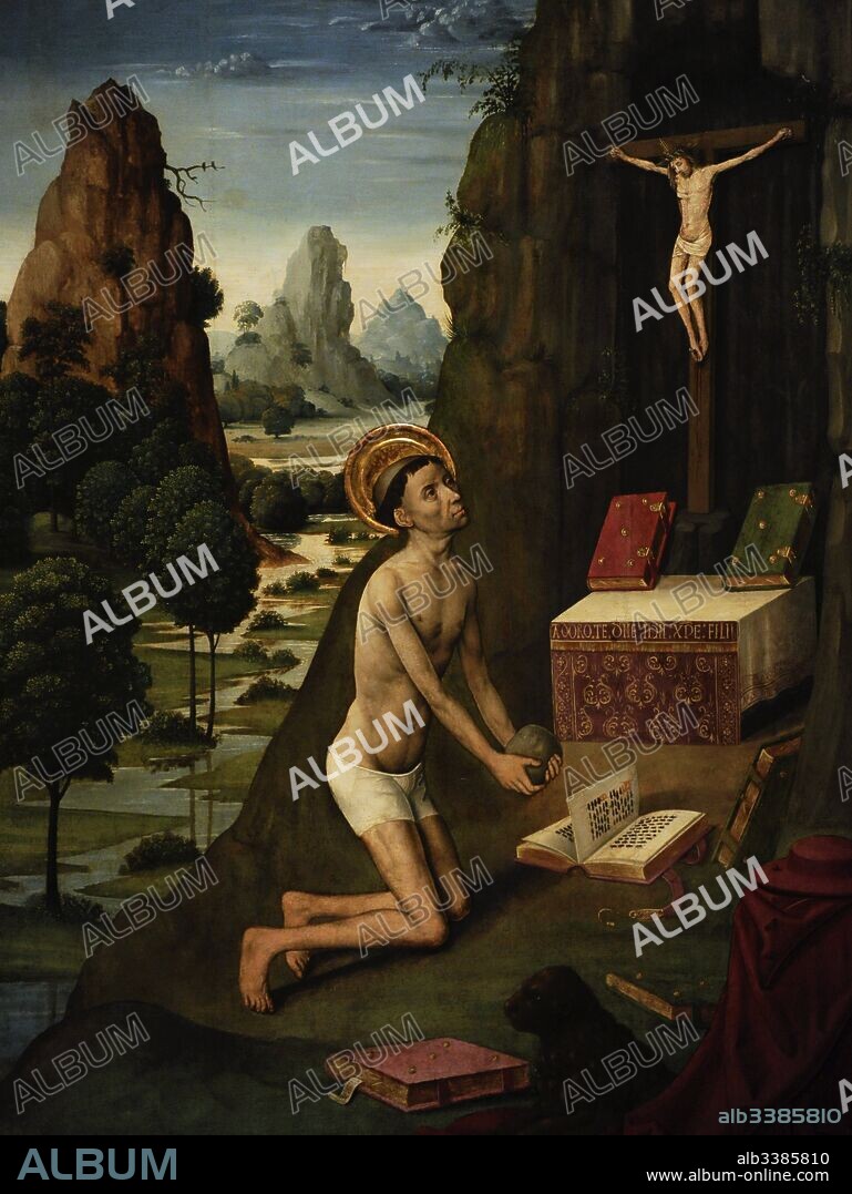 Maestro de la Seu d'Urgell (activo el último tercio del siglo XV). San Jerónimo Penitente, h.1495. Detalle. Procede de la Iglesia Parroquial de Santa María (Puigcerdà, Girona provincia). Museo Nacional de Arte de Cataluña. Barcelona. Cataluña. España.