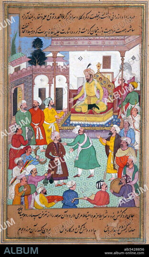 The Defeat by Timur of the Sultan of Delhi, Nasir Al-Din Mahmum Tughluq, in the winter of 1397-1398. Timur (1336 - 1405), later Timur Gurkan a Turco-Mongol conqueror who founded the Timurid Empire in and around modern-day Afghanistan, Iran and Central Asia, becoming the first ruler of the Timurid dynasty. As an undefeated commander, he is widely regarded as one of the greatest military leaders and tacticians in history.