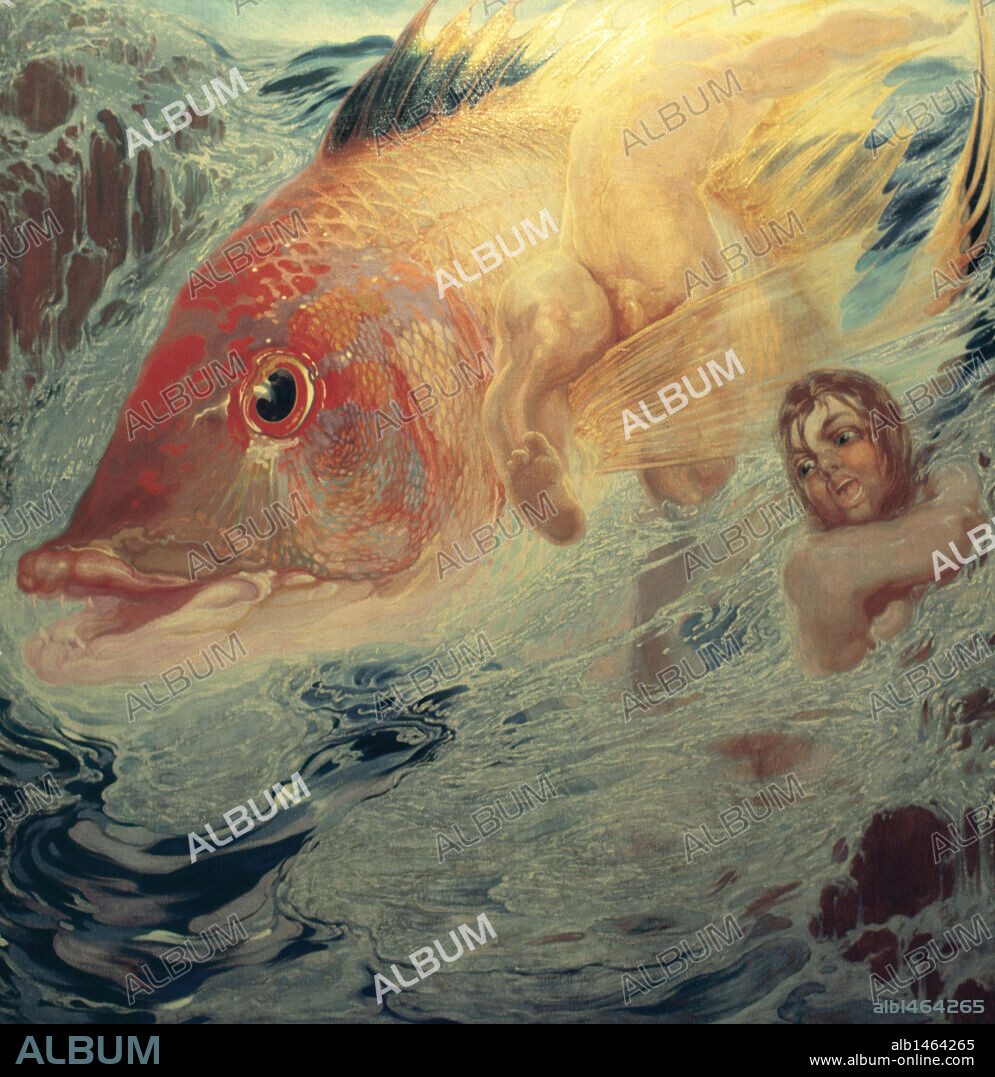 ARTE S. XX. ESPAÑA. NESTOR MARTIN-FERNANDEZ DE LA TORRE (1887-1938). Pintor español. "PLEAMAR" (1921-1923). Pintura de su 'POEMA DEL ATLANTICO O POEMA DEL MAR', grupo de ocho cuadros perteneciente al proyecto POEMA DE LOS ELEMENTOS, al que hay que añadir el inconcluso 'Poema de la Tierra' así como los Poemas del Aire y del Fuego que no llegó a realizar. Museo Néstor. Las Palmas de Gran Canaria. Islas Canarias.