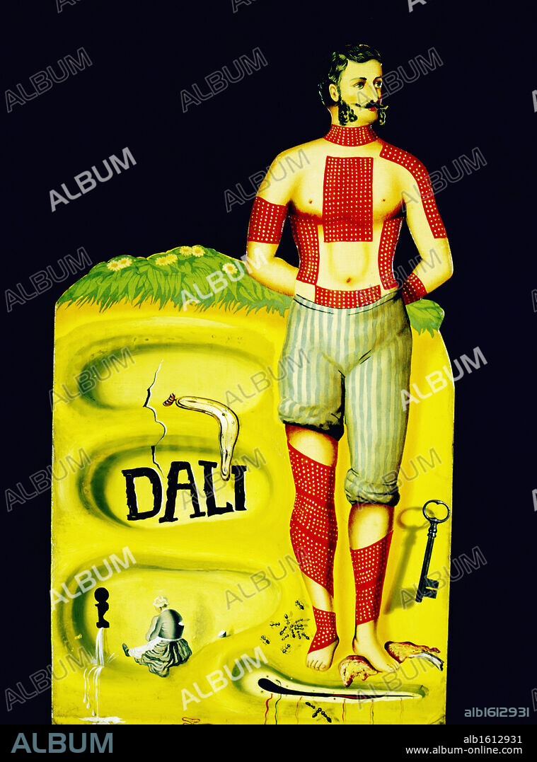 SALVADOR DALÍ. Surrealist Poster-Collage with Key by Salvador Dali, 1904-1989, USA, Florida, St. Petersburg, Salvador Dali Museum.