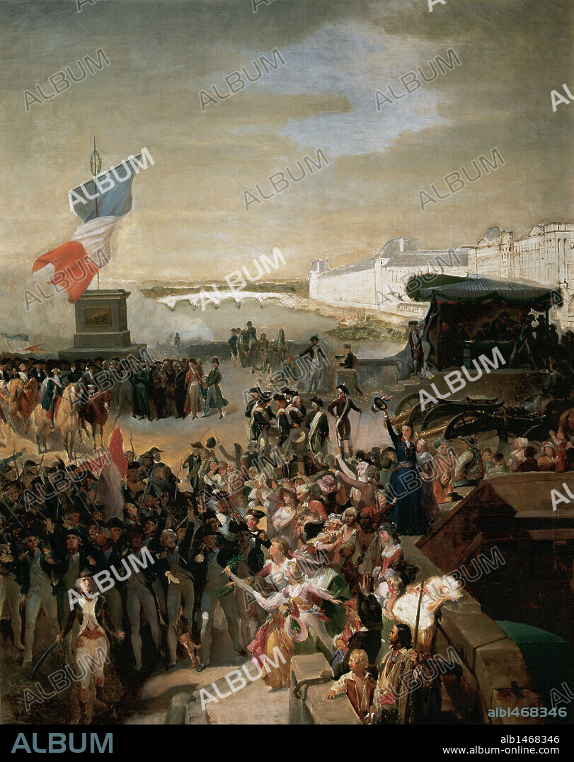 French Revolution (1789-1799). The Paris National Guard leaves for the army. Oil by Leon Cogniet (1794-1880). Museum of Fine Arts. Bilbao. Basque Country.