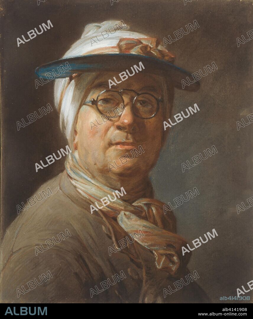 JEAN BAPTISTE SIMEON CHARDIN. Self-Portrait with a Visor. Jean-Siméon Chardin; French, 1699-1779. Date: 1771-1781. Dimensions: 457 × 374 mm. Pastel on blue laid paper, mounted on canvas. Origin: France.