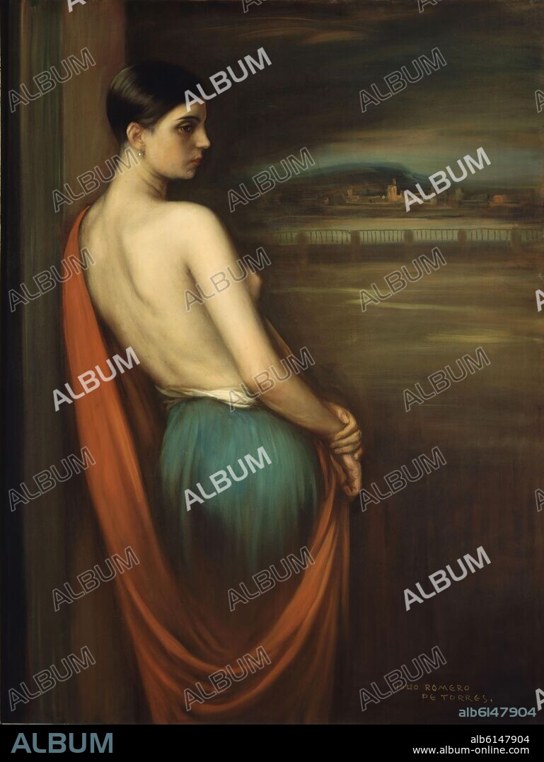 JULIO ROMERO DE TORRES. 'On the River Bank', 1928, Oil and tempera on canvas, 110 x 81 cm.