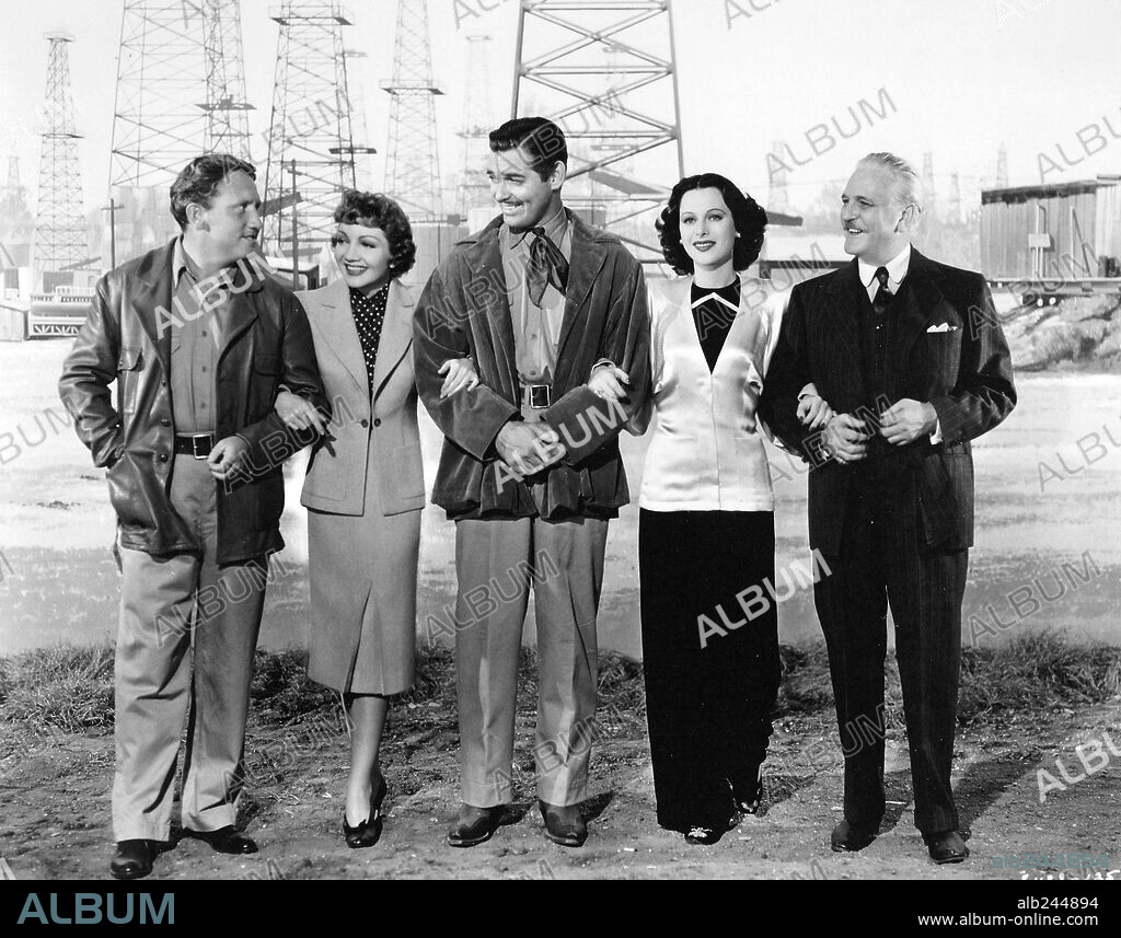 CLARK GABLE, CLAUDETTE COLBERT, FRANK MORGAN, HEDY LAMARR and SPENCER TRACY in BOOM TOWN, 1940, directed by JACK CONWAY. Copyright M.G.M.