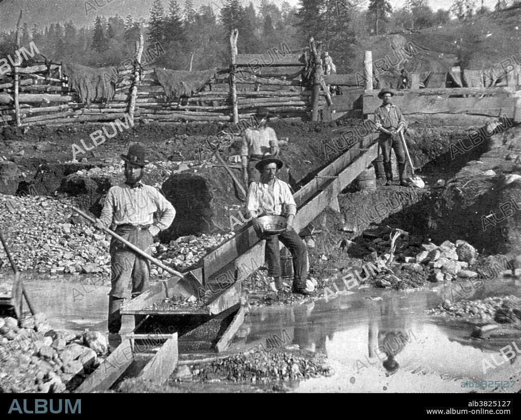 Gold miners in unidentified location in California, 1850. The American River is a river system which runs from the crest of the Sierra Nevada mountain range to its confluence with the Sacramento River in California. The California Gold Rush (1848-55) began on January 24, 1848, when gold was found by James Marshall at Sutter's Mill in Coloma, California. The news of gold brought some 300,000 people to California from the rest of the US and abroad. Half arrived by sea and half came from the east overland on the California Trail and the Gila River trail. The gold-seekers, called "forty-niners", often faced substantial hardships on the trip. At first, the gold nuggets could be picked up off the ground. Later, gold was recovered from streams and riverbeds using simple techniques, such as panning. More sophisticated methods were developed and later adopted elsewhere. At its peak, technological advances reached a point where significant financing was required, increasing the proportion of gold companies to individual miners. Gold worth tens of billions of today's dollars was recovered, which led to great wealth for a few. However, many returned home with little more than what they had started with.