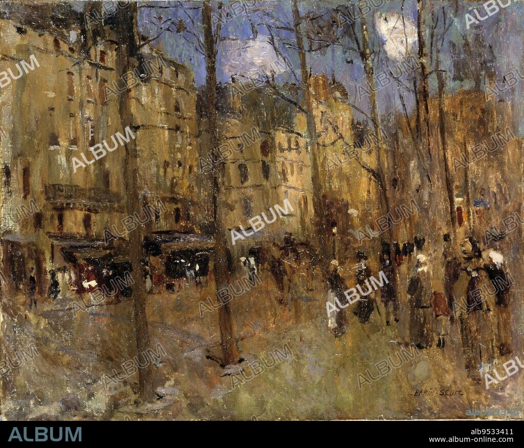 FRANK EDWIN SCOTT. Boulevard St. Germain. Date: n.d. oil on wood.
