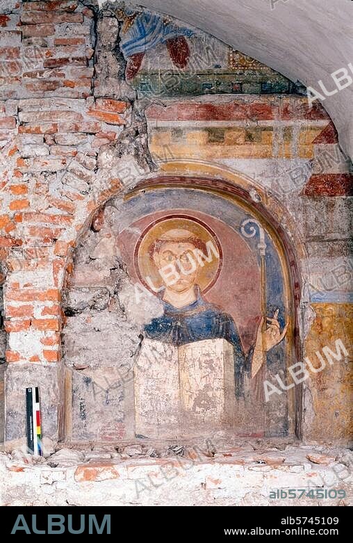 Salzburg, Austria. Nonnberg Abbey, Benedictine monastery, founded c. 714 by Saint Rupert of Salzburg. It is the oldest women's religious house in the German-speaking world. - Choir, fresco,- Photo, film size: 9 × 12 cm.