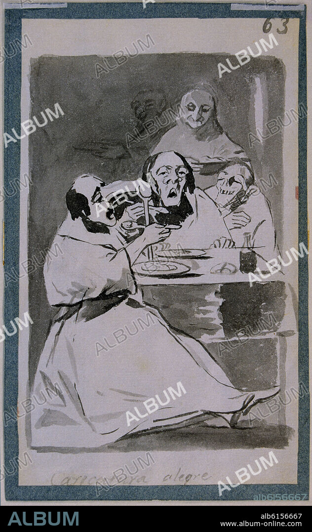 FRANCISCO DE GOYA. CAPRICHO 13 - ESTAN CALIENTES - CARICATURA ALEGRE - 1799 - DIBUJO PREPARATORIO.