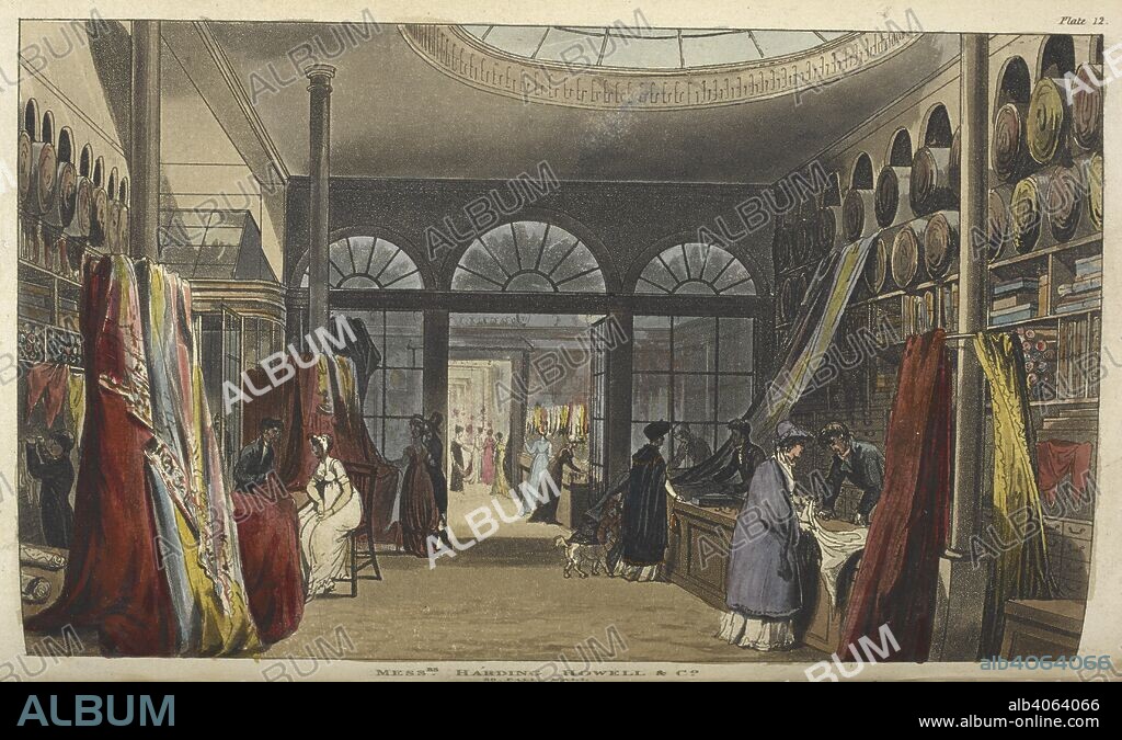 Messrs. Harding, Howell & Co. A store selling material and fabric . The Repository of Arts, Literature, Commerce, Manufactures, Fashions, and Politics. London : printed, for R. Ackermann, by L. Harrison, 1809-1815. Source: C.119.f.1, plate 12 between pages 186-187. Language: English.