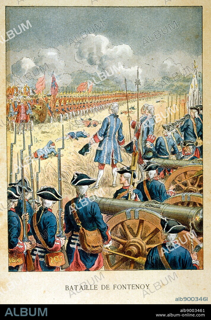 The Battle of Fontenoy, 11 May 1745, was a major engagement of the War of the Austrian Succession, fought between the forces of the Pragmatic Allies - comprising mainly Dutch, British, and Hanoverian troops under the command of the Duke of Cumberland - and a French army under Maurice de Saxe, commander of King Louis XV's forces in the Low Countries. The battle was one of the most important in the war and considered the masterpiece of Saxe, serving France; Louis XV, and his son, the Dauphin, were present at the battle.