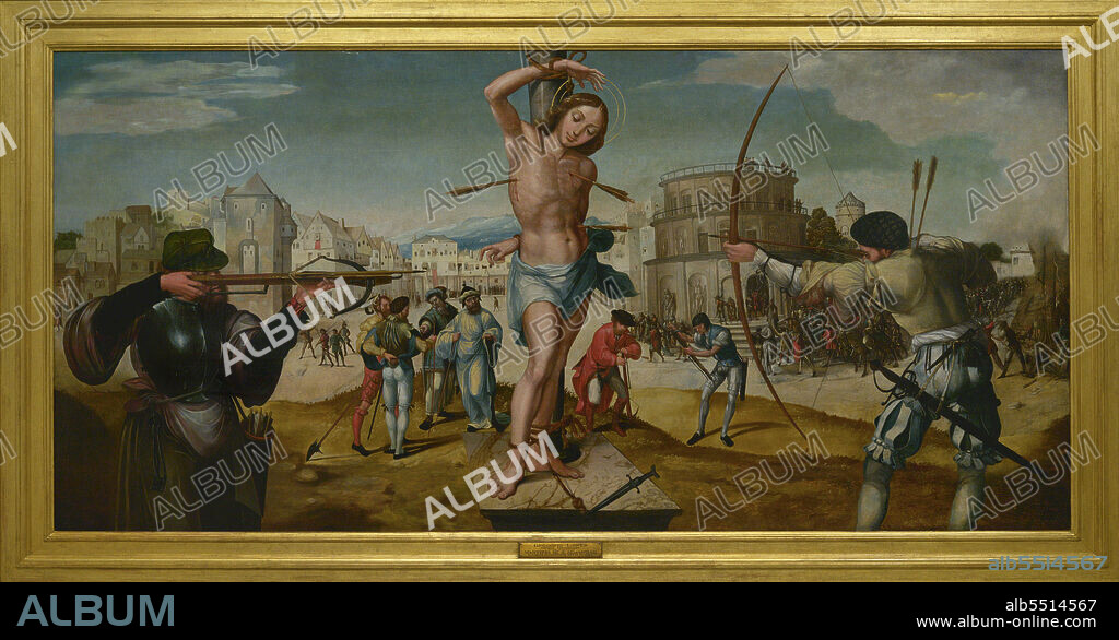 GREGóRIO LOPES (ACTIVE FROM 1513 TO 1550). PORTUGUESE PAINTER.. Gregório Lopes (activo entre 1513 y 1550). Pintor portugués. "El Martirio de San Sebastian", 1536-1539. Oleo sobre panel de roble (119 x 244 cm). Procedente del Convento de Cristo, Tomar, Portugal. Museo Nacional de Arte Antiguo. Lisboa. Portugal.