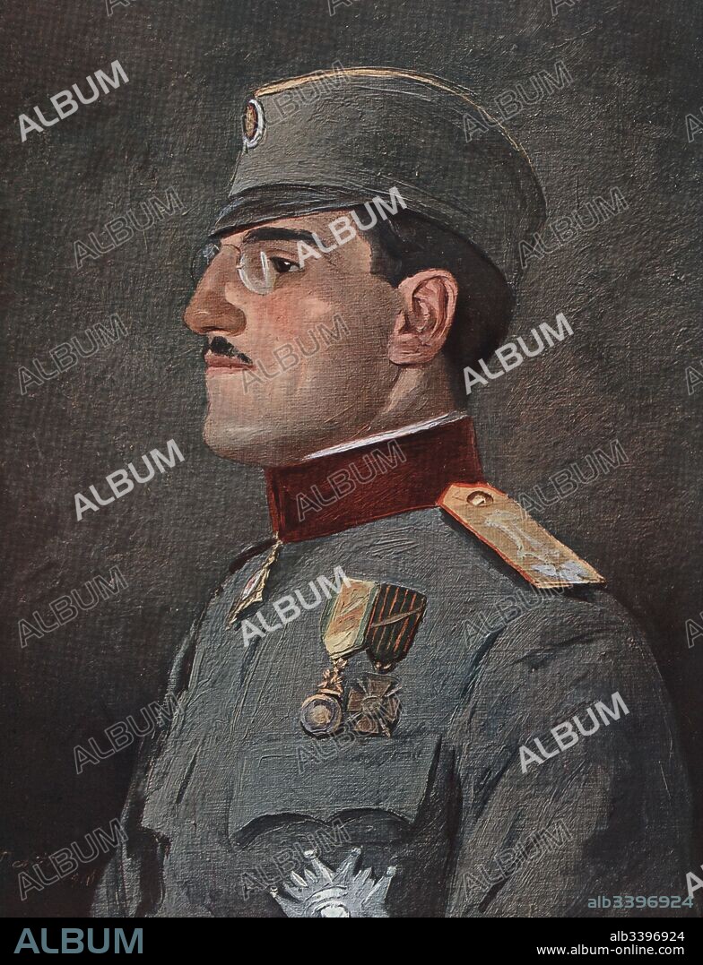 Alejandro I de Yugoslavia (1888-1934), rey de los serbios, croatas y eslovenos, primer rey de Yugoslavia. Grabado de 1923.