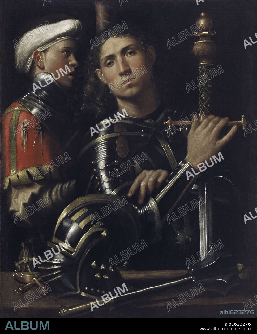 Portrait of a Man in Armor with his Page   Giorgio Giorgione (c. 1477-1510/ Venetian)   Oil on Canvas   Galleria degli Uffizi, Florence.
