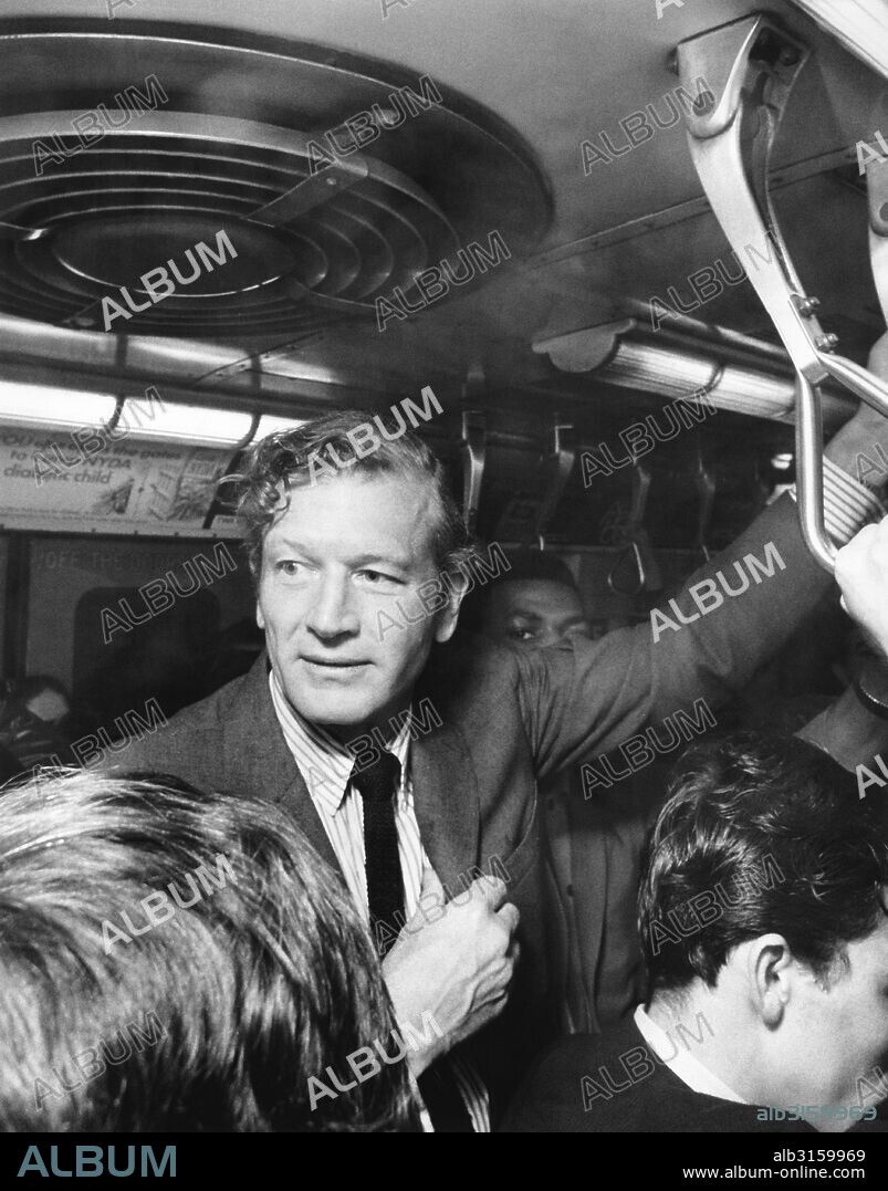 New York, New York: May 5, 1970 Mayor John Lindsay as he rides the Lexington subway enroute to City Hall.