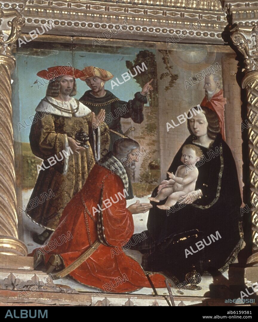 JUAN DE FLANDES. ADORACION DE LOS REYES - PINTURA DEL RETABLO MAYOR DE LA CATEDRAL DE PALENCIA - SIGLO XVI - RENACIMIENTO ESPAÑOL.