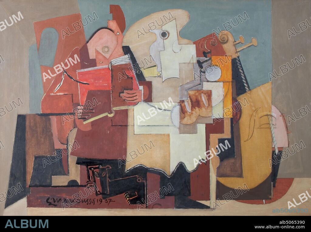 Le Lecteur, 1937 By: Louis Marcoussis (d. 1941), Oil Painting, Art Movement, Cubism.