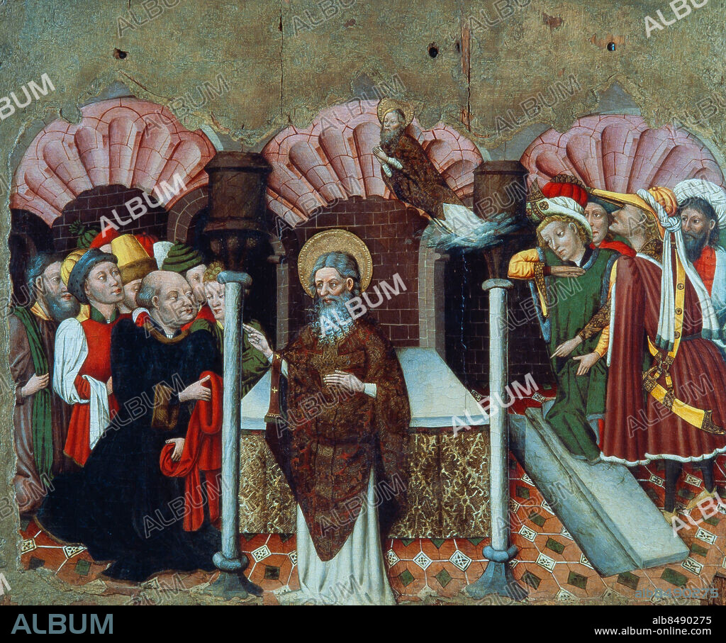 VALENTÍ MONTOLIU. Valentí Montoliu / 'Último sermón de San Juan Evangelista', 1455, retablo. Museu Diocesà d'Urgell.
