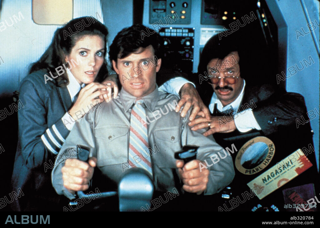 JULIE HAGERTY, ROBERT HAYS and SONNY BONO in AIRPLANE II: THE SEQUEL, 1982. Copyright PARAMOUNT PICTURES.