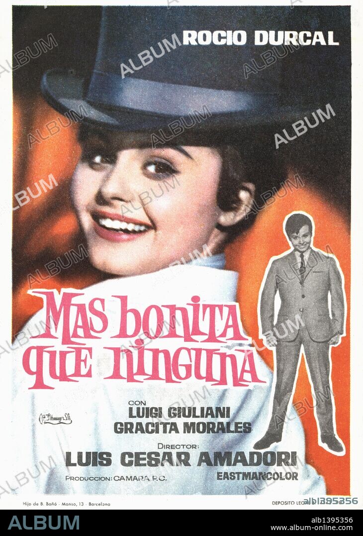 Cartel de la película Más bonita que ninguna, con Rocío Dúrcal y Luigi Giuliani, dirigida por Luis César amadori. España, 1965.