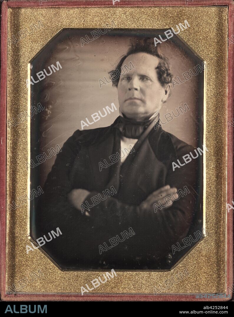 Portrait of Man Leaning Away from Camera, late 1840s. Unidentified Photographer. Daguerreotype, quarter plate; image: 10.8 x 8.3 cm (4 1/4 x 3 1/4 in.); case: 11.8 x 9.3 cm (4 5/8 x 3 11/16 in.); matted: 61 x 48.3 cm (24 x 19 in.).