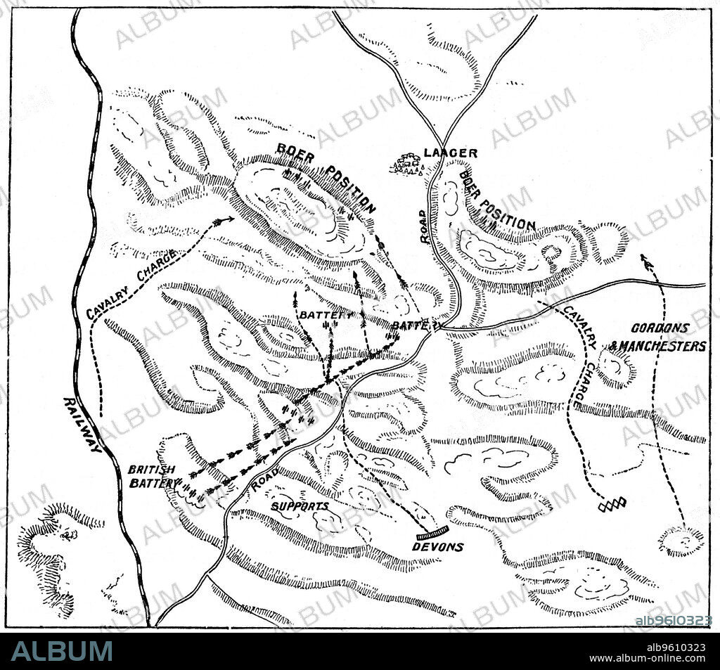 ANON. Plan of the Battle of Elandslaagte, 2nd Boer War, 21 November 1899. British forces were under the command of Major-General John French and Brigadier Ian Hamilton.