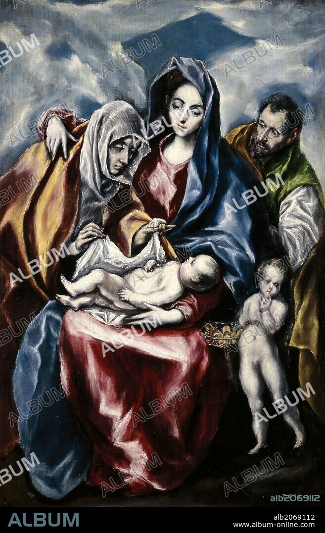 El Greco / 'La Sagrada Familia con Santa Ana y San Juanito', Hacia 1600, Escuela Española, Óleo sobre Lienzo, 107 cm x 69 cm, P00826.