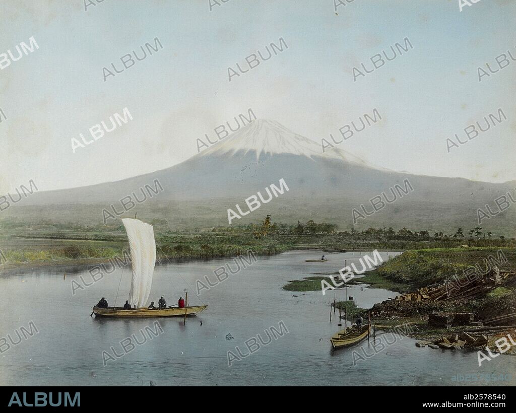 El volcán Fujiyama desde Numagawa, Tokaido.