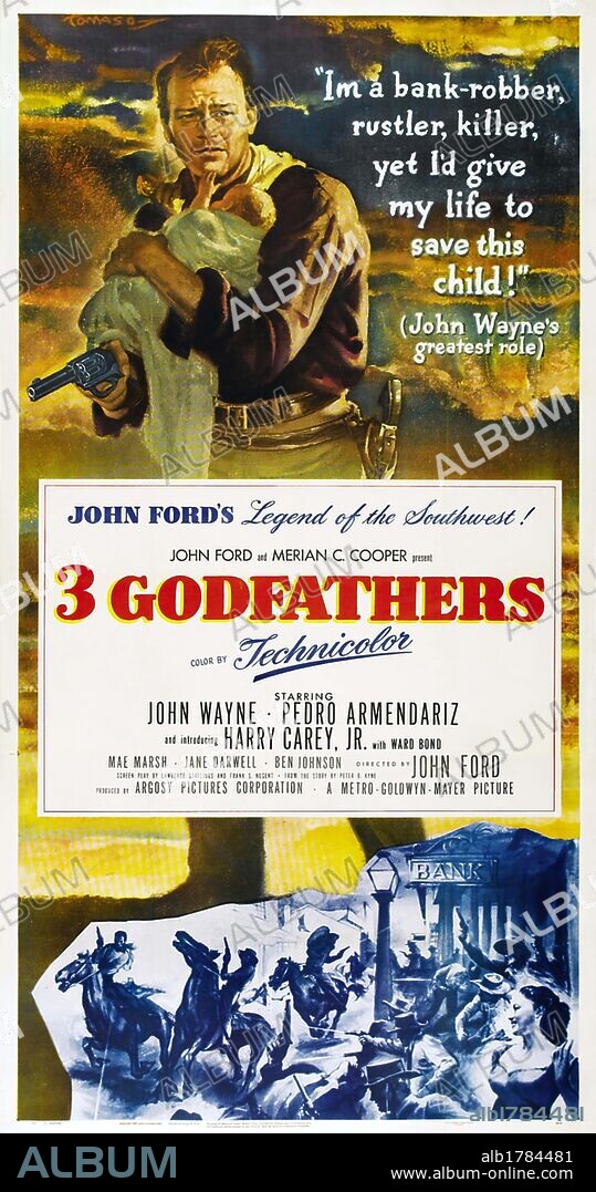 Poster of 3 GODFATHERS, 1948, directed by JOHN FORD. Copyright M.G.M.