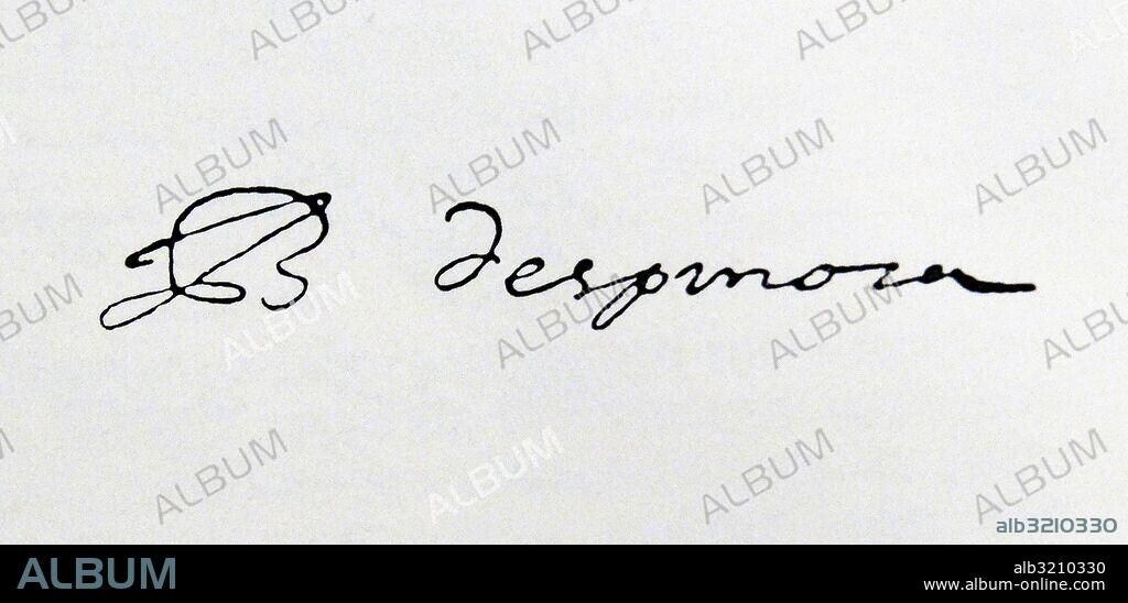 Signature of Baruch Spinoza (1632-1677) a Dutch philosopher of Sephardi/Portuguese origin. Dated 17th Century.