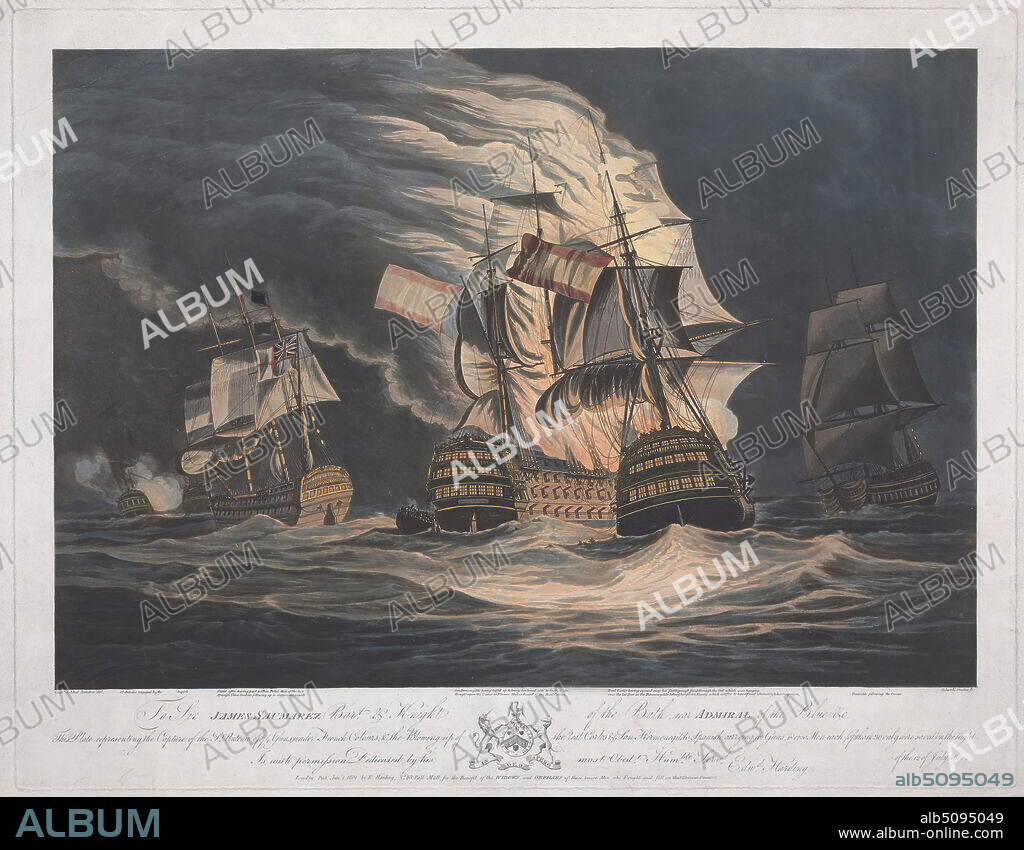 Saumerez' Action off Algeciras and Gibraltar, 6th and 12th July 1801, Joseph Constantine Stadler, active 17801812, British, Hubert Stadler, active 1802, after Jahleel Brenton, 17701844, British, 1802, Colored aquatint, Sheet: 17 x 25in. (43.2 x 63.5cm).