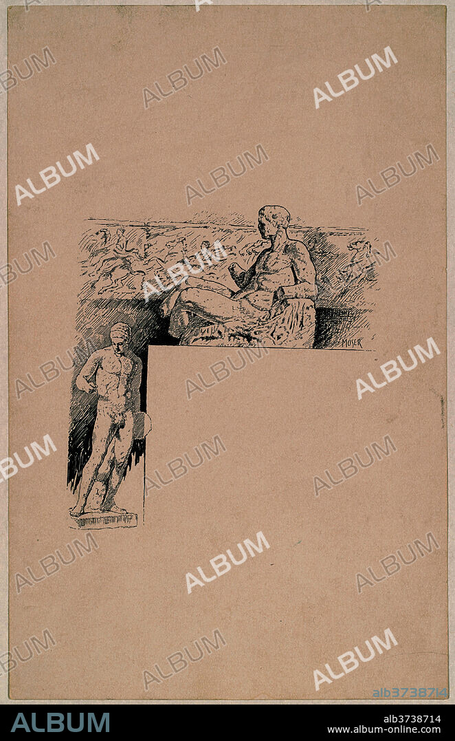 JAMES HENRY MOSER. Casts from Antique Sculpture: The Parthenon, proof. Dated: 1892. Dimensions: image (irregular): 11.43 × 10.48 cm (4 1/2 × 4 1/8 in.)  sheet: 24.13 × 15.24 cm (9 1/2 × 6 in.). Medium: offset lithograph in black on wove paper.