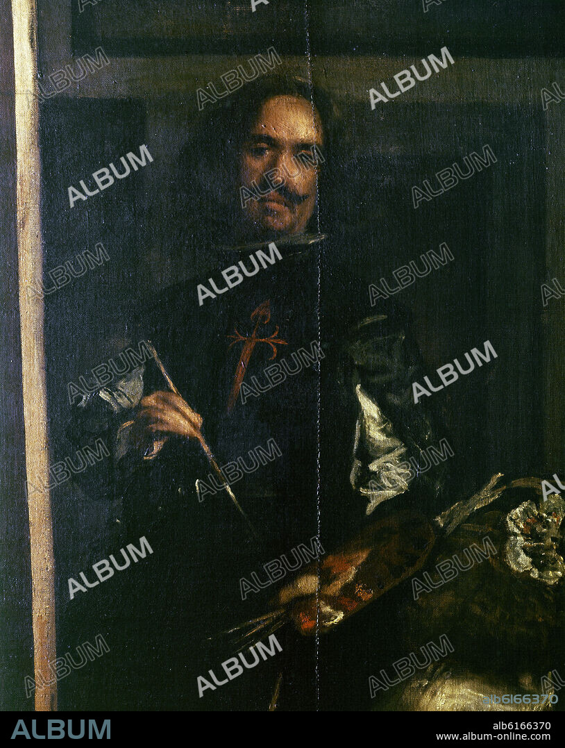 DIEGO VELAZQUEZ (1599-1660). AUTORRETRATO DE VELAZQUEZ - DETALLE DE LAS MENINAS - 1656 - O/L - ANTES DE LA RESTAURACION - BARROCO ESPAÑOL - NP 1174 - CONJUNTO 106240.